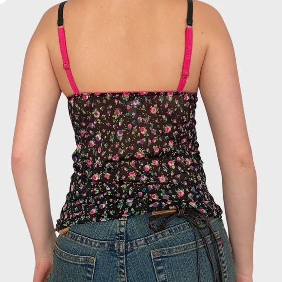 Dolce & Gabbana Vintage Black Floral mesh lace cami top bustier corset top S - Picture 3 of 14